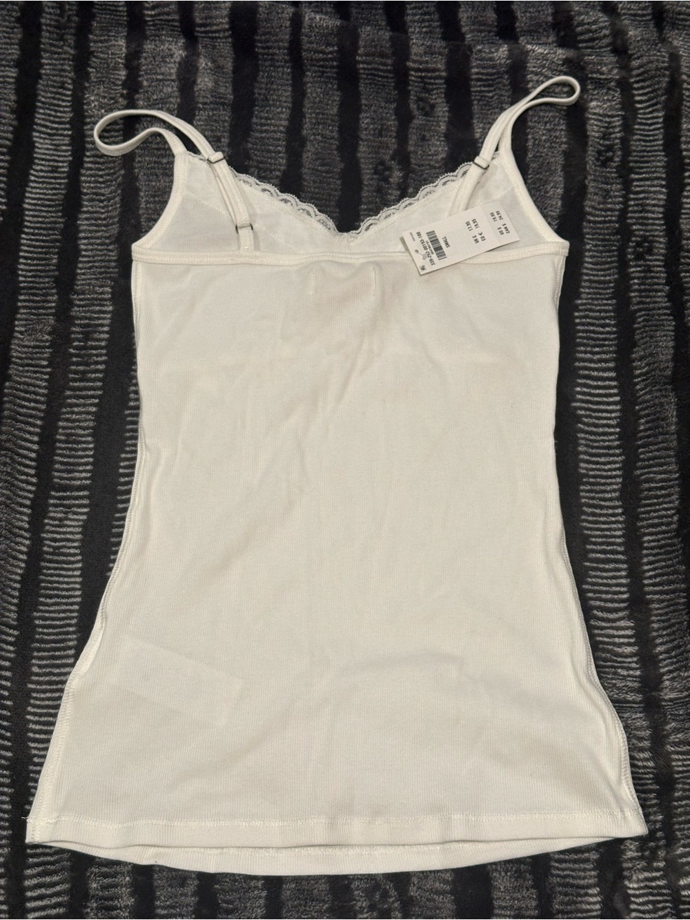Hollister White Ribbed Lace-Trim Cami - Picture 2 of 5